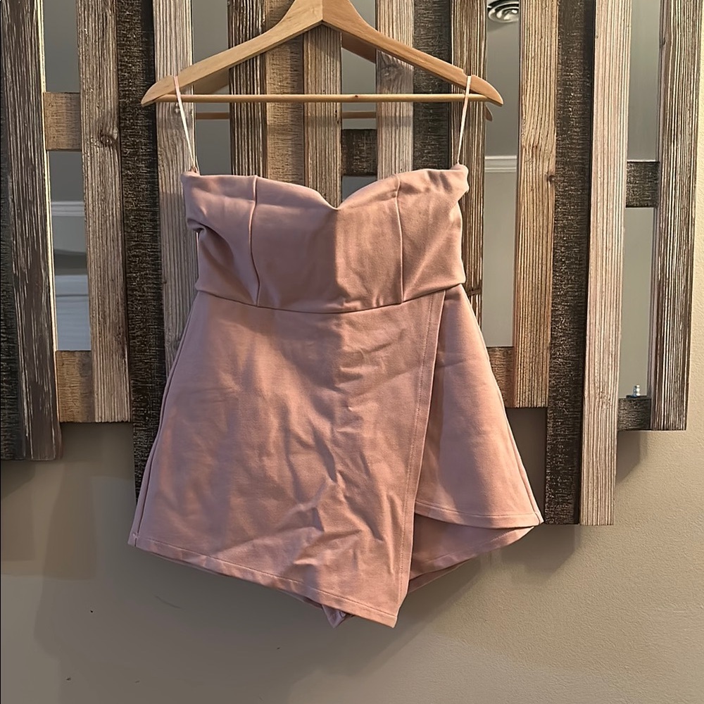 Pink Strapless Romper/Skort